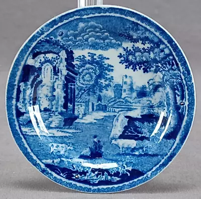 Buy Joseph Stubbs Italian Pattern Dark Blue Transferware Cup Plate Circa 1822-1835 • 142.78£
