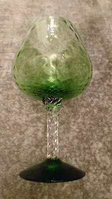 Buy Vintage Large Elegant Green Brandy Glass With Barley Twist Clear Glass Stem • 25.99£