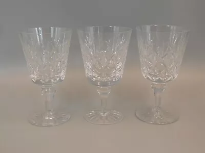 Buy THREE EDINBURGH CRYSTAL LOMOND PATTERN LARGE 5 3/4 , 14.5cm WINE GLASSES. • 24.99£