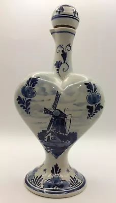 Buy Vintage Delft Blue & White Hand Painted Liquor Bottle/pitcher With Stopper • 8£
