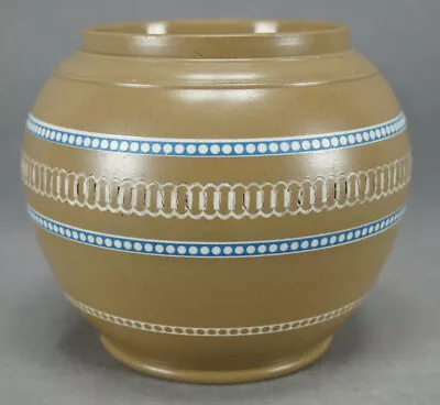 Buy Dudson / Ridgway Blue White & Brown Beaded Mosaic Stoneware Vase Circa 1860-1885 • 154.90£