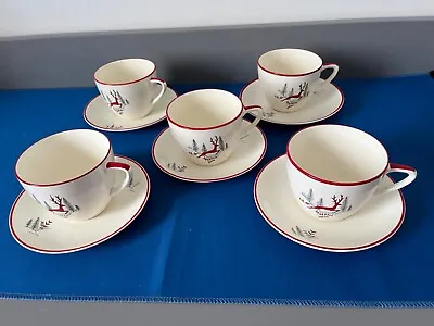 Buy Crown Devon Stockholm Cups And Saucers X 5 • 40£