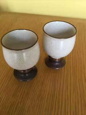 Buy 2 X Vintage Denby Stone Ware England Potters Wheel Goblets In VGC See Photos • 12£