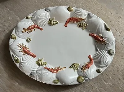 Buy 3D Rare Seafood Tray/Platter Hand Painted Bassano Pottery 1616 Made In Italy • 33.21£
