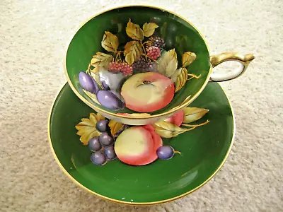 Buy Aynsley England Bone China Porcelain Orchard Fruit Tea Cup  And Saucer,green • 135£