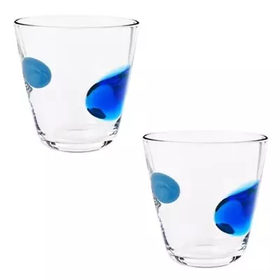 Buy Set 2 Gunnel Sahlin Swedish Blue Dot IKEA Cocktail Glasses  • 15.17£