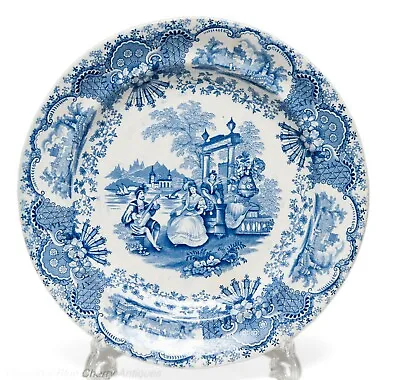 Buy Antique Deakin & Son Blue & White Pottery Transfer Print Spanish Beauties Plate • 12.99£