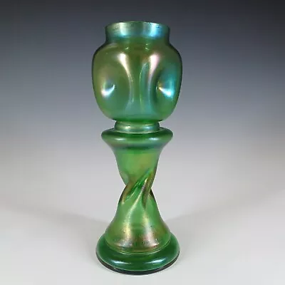 Buy Welz Art Nouveau Antique Bohemian Iridescent Green Glass Vase • 95£
