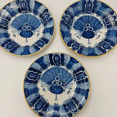 Buy Antique Dutch Delft 18th Century Peacock Blue And White Delftware Plate • 371.29£