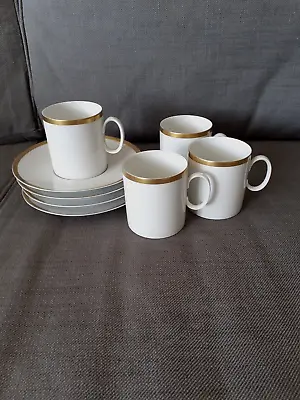 Buy Vintage Thomas Medallion Thick Gold Band Coffee/tea Cups & Saucers X 4 • 16£