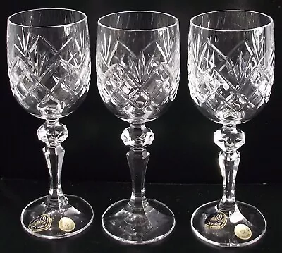 Buy Set Of 3 Vintage Czech Republic Bohemia Crystal 15cm Wine Or Sherry Glasses • 11£