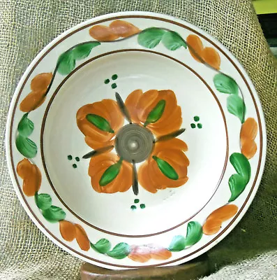 Buy Romanian Folk Art Pottery Bowl Spatterware Signed FS Stas- Orange & Green 9  • 11.38£