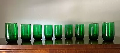 Buy Set Of 9 Anchor Hocking Emerald Forest Green Glasses Roly Poly 4 1/4   Rare HTF • 42.48£