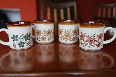 Buy Vintage Biltons Pottery Multicoloured Floral Mugs X4 70's/80's Made In England • 21.99£