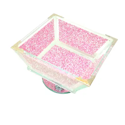 Buy Large Sparkly Crushed Diamond Fruit Bowl Crystal Filled Pink Home Kitchen Pink • 37.69£