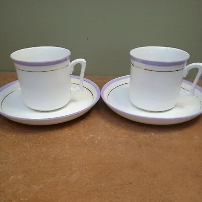 Buy Pair Of Vintage Tuscan Fine English Bone China Tea Cups & Saucers Purple/Mauve • 5.95£