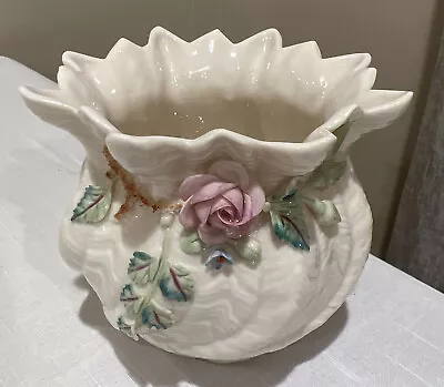 Buy Vtg Belleek Ireland Porcelain Flower Vase 4.25” H • 17.26£