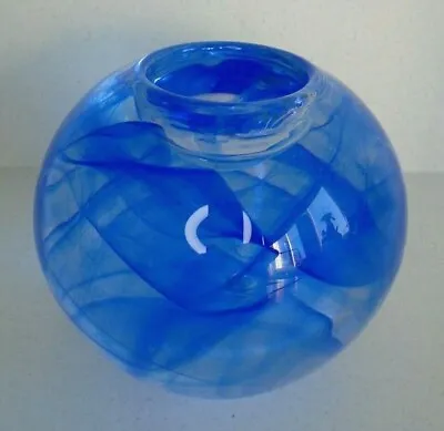 Buy Rare KOSTA BODA Blue Moon Swirl Art Glass Tealight Candle Holder By ANNA EHRNER • 27.99£