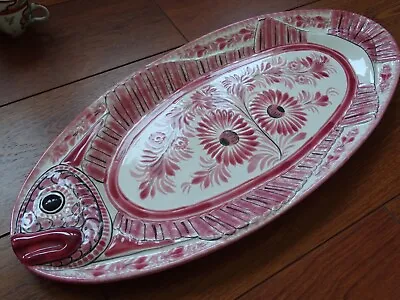 Buy Vintage Large Fish Dish Pink French Faience Henriot Quimper • 158.06£