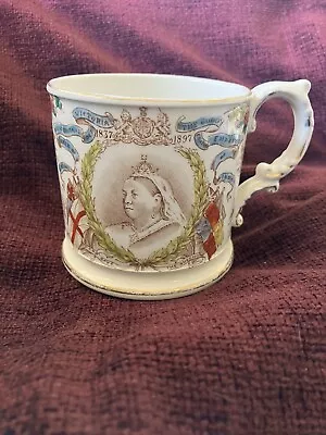 Buy Rare Antique Queen Victoria Diamond Jubilee Porcelain Mug 1837- 1897 • 5£