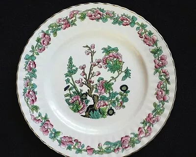 Buy Staffordshire Pink Green Indian Tree Patt Gold Fluted Rim 10½ In Dinner Plate   • 8.50£