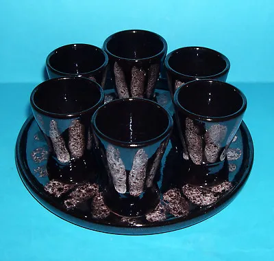 Buy Hastings Studio Pottery Attractive Decorative Round Tray With Six Shot Cans SET. • 75£