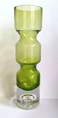 Buy Cool Vintage Swedish Aseda Art Glass Green Segmented Vase Bo Borgstrom 1960s MCM • 34.99£