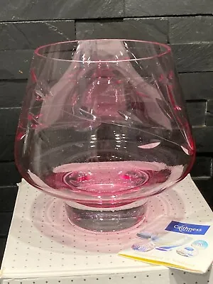 Buy Caithness Pink Footed Bowl Leaf Spray Engraved Art Glass 13.3cm Tall, Boxed • 14.95£