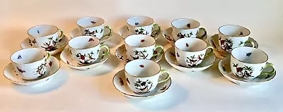 Buy Set Of 12 Signed HEREND ROTHSCHILD DEMITASSE CUPS & SAUCERS Hand Painted Vintage • 564.49£