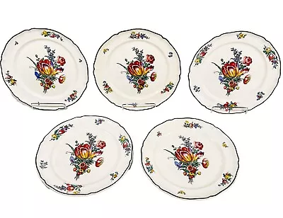 Buy 5 Villeroy & Boch, Mettlach Old Strasburg, 9 1/4  Lunch Plates , Dresden Flowers • 45.54£