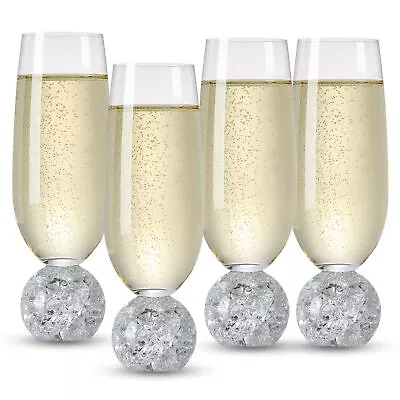 Buy Hanjue Lead-free Crystal Champagne Glasses Set Of 4, 7 Oz Clear Champagne Flu... • 64.90£
