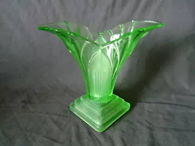 Buy Vintage Art Deco Walther & Sohne Greta Green Glass Vase, Part Frosted • 24.95£