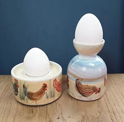 Buy Tain Studio Pottery  Egg Cups ?? Hand Painted With Chickens Very Nice VGC • 18£
