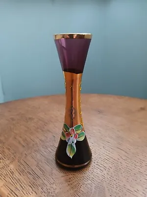 Buy 6  Vintage Bohemian Amethyst Glass Bud Vase.  • 12£