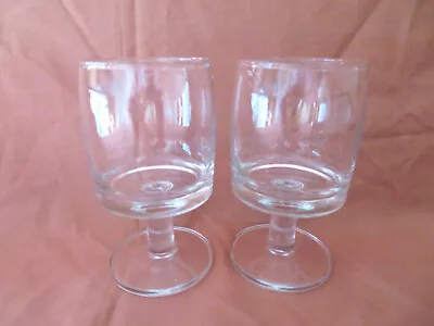 Buy 2 Heavy 1970s Red Wine Glasses, Barrel Shape • 3.99£