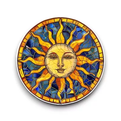 Buy Celestial Sun Stained Glass Window Design Opaque Vinyl Sticker Decal 100x100mm • 2.59£