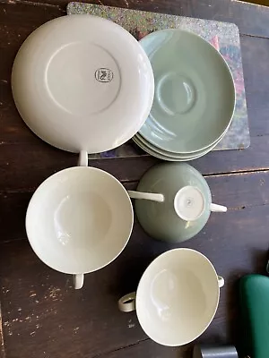 Buy Poole Pottery Green 3 Cups Plates And Saucers • 3£