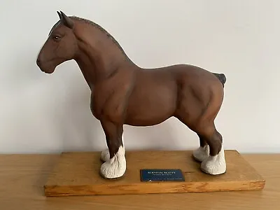 Buy Beswick Connoisseur Model Of Burnham Beauty Shire Horse On Wooden Plinth  • 100£