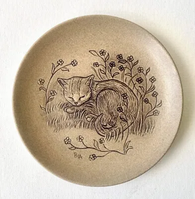 Buy Poole Pottery Small 13cm Stoneware Plate Sleeping Cat By Barbara Lindley Adams • 5£