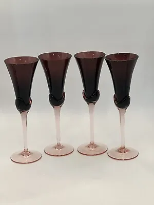 Buy Mikasa Blossom Plum Stemware  Amethyst Pink 3oz Champagne Glasses • 165.39£