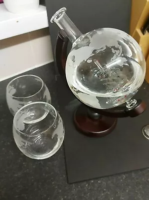 Buy Globe Whiskey Decanter With 3D Ship And Glasses • 30£