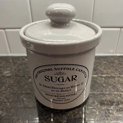 Buy Sugar Canister Henry Watson Original Suffolk England Glazed Terracotta Grey • 23.70£