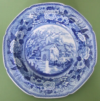 Buy Very Good Antique Blue And White Pearlware Minton Monks Rock Soup Plate • 24.50£