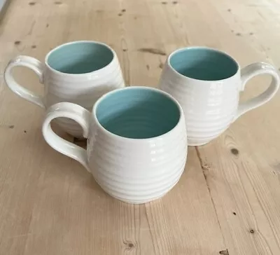 Buy Set Of 3 Sophie Conran Barrel Mugs - White With Celadon Inside, Honey Pot Shape • 20£