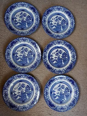 Buy 6 Vintage Willow Pattern China Tea Plates By English Ironstone Pottery • 6£