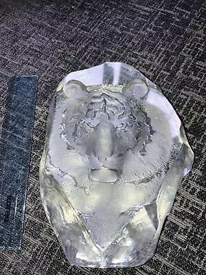Buy Mats Jonasson Etched Crystal Glass Sculpture Of A Tiger Paperweight Art Sweden • 54.99£