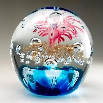 Buy Blown Glass PinkBlue Paperweight Cascading Tendrils Controlled Bubbles Art Glass • 28.30£