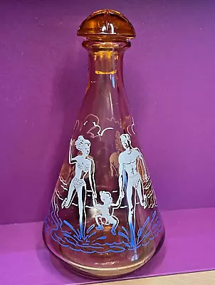 Buy Glass Decanter With Stopper. 1950's Beach Scenes. Vintage Nostalgia. Undamaged. • 15£
