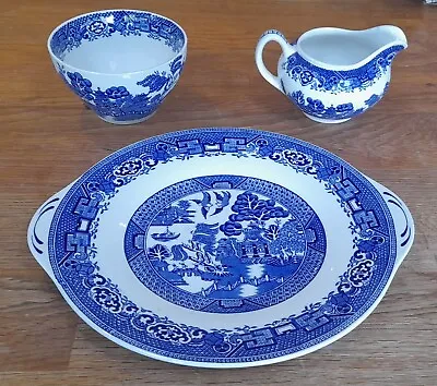 Buy Vintage Woods And Son, Woods Ware Willow Pattern Platter, Creamer And Bowl • 12£