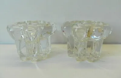 Buy 2 Clear Glass Candle Holders Antique • 18£